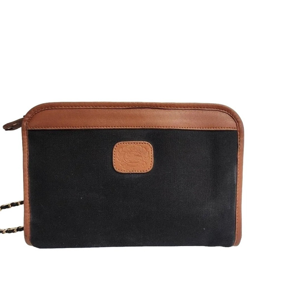 Authentic BURBERRY black canvas vintage clutch converted to crossbody bag - Picture 1 of 8
